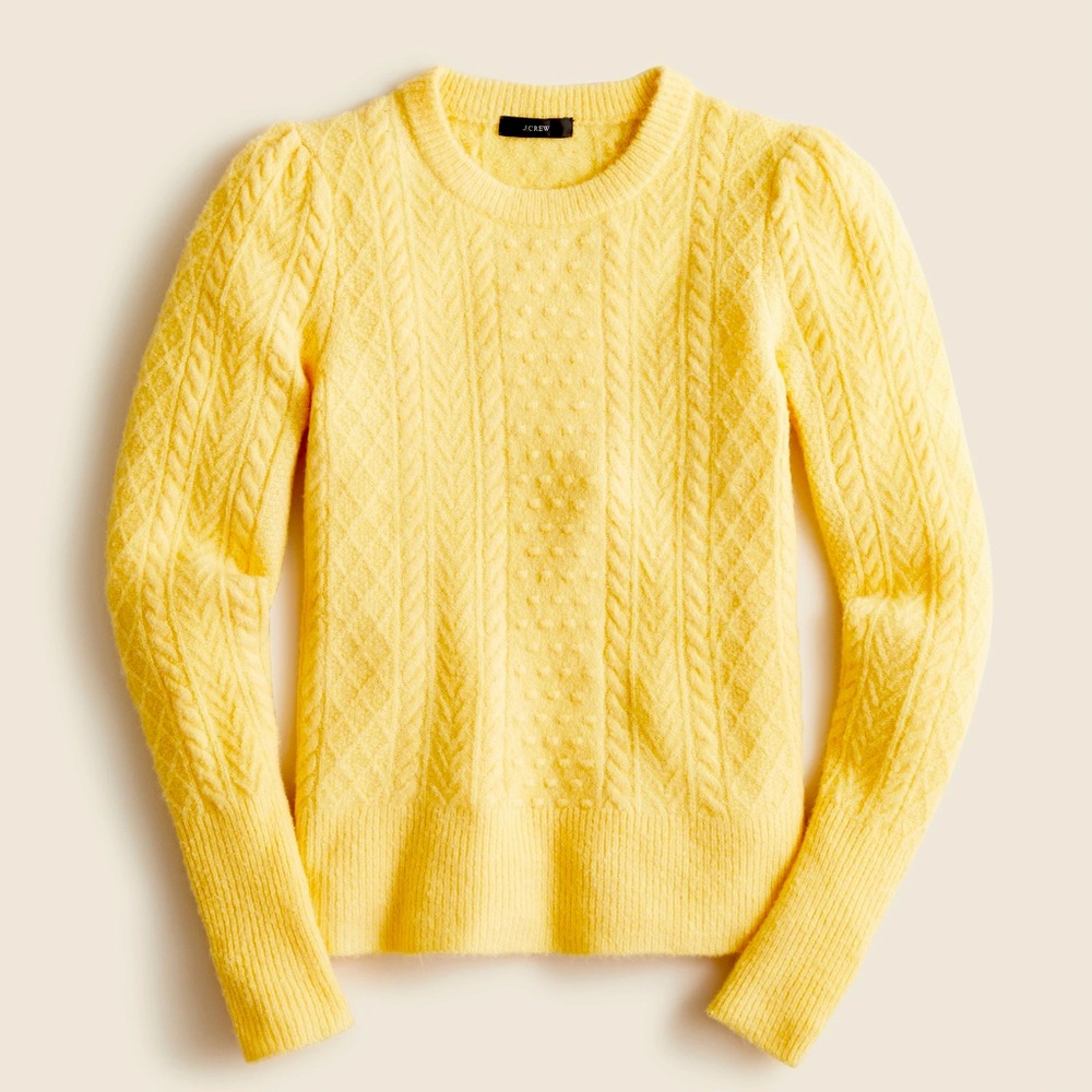 JCrew Stretch Wool Cable Knit Crewneck Sweater